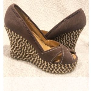 Wet Seal braided heel peep toe wedges. NWOB. Super cute and fun for summer peep